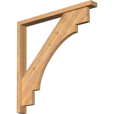Ekena Millwork Merced Block Smooth Bracket w/ Offset Brace, Western Red Cedar, 3 1/2"W x 34"D x 34"H BKT0402X34X34MRC05SWR